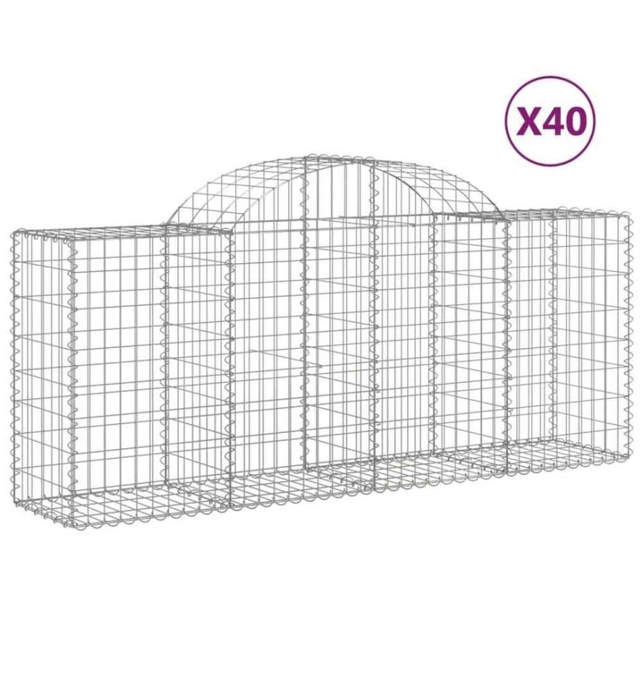 Paniers à gabions arqués 40 pcs 200x50x80/100 cm Fer galvanisé