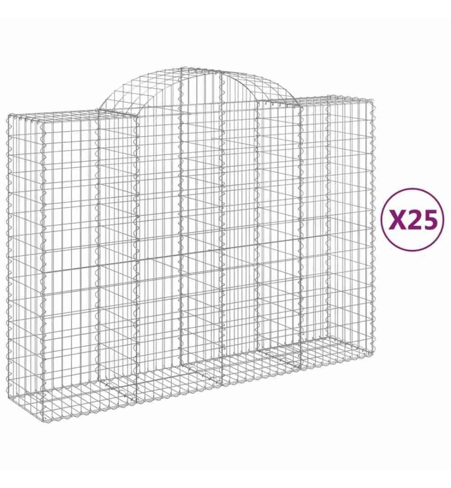 Paniers à gabions arqués 25 pcs 200x50x140/160 cm Fer galvanisé
