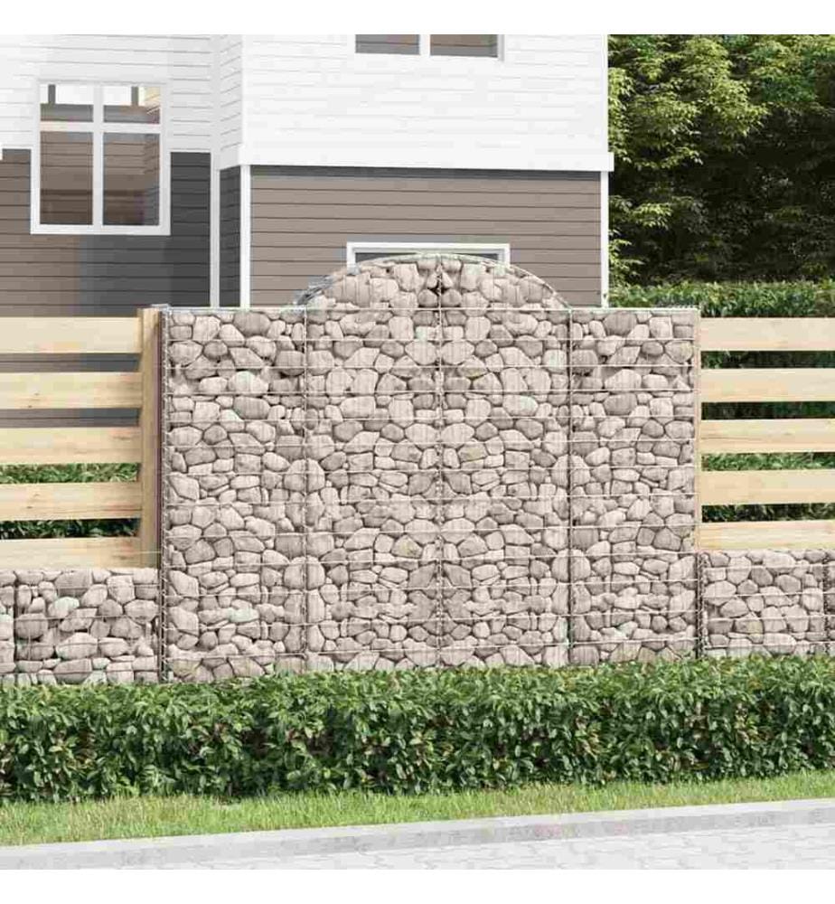 Paniers à gabions arqués 15 pcs 200x50x160/180 cm Fer galvanisé