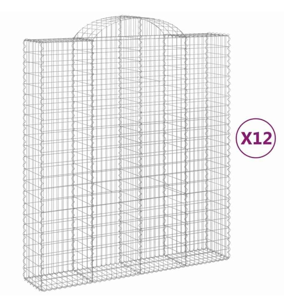 Paniers à gabions arqués 12 pcs 200x50x220/240 cm Fer galvanisé
