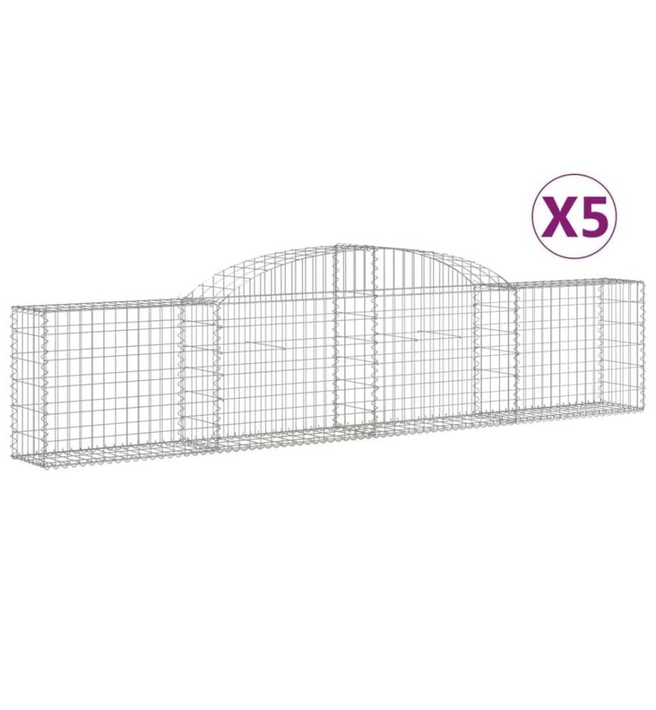 Paniers à gabions arqués 5 pcs 300x30x60/80 cm Fer galvanisé
