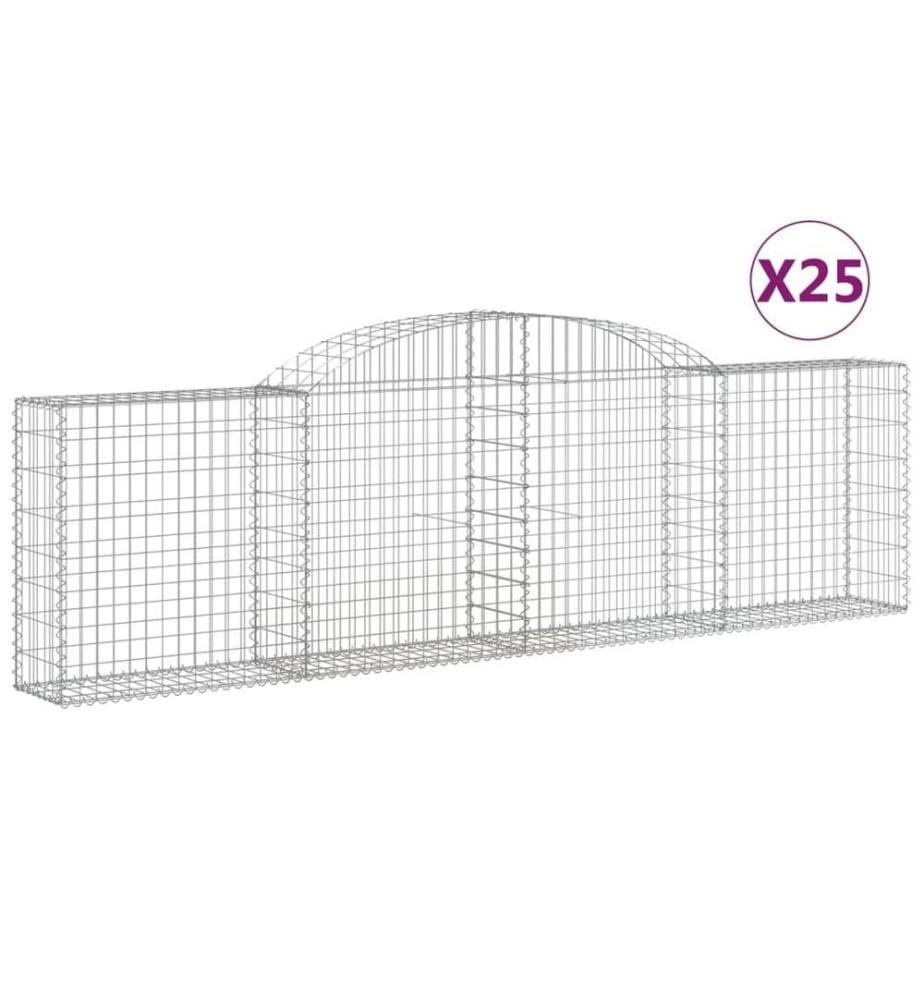 Paniers à gabions arqués 25 pcs 300x30x80/100 cm fer galvanisé