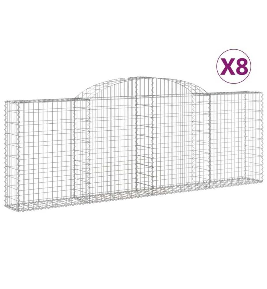 Paniers à gabions arqués 8 pcs 300x30x100/120 cm fer galvanisé