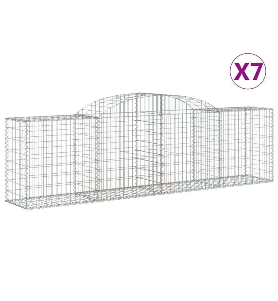 Paniers à gabions arqués 7 pcs 300x50x80/100 cm fer galvanisé