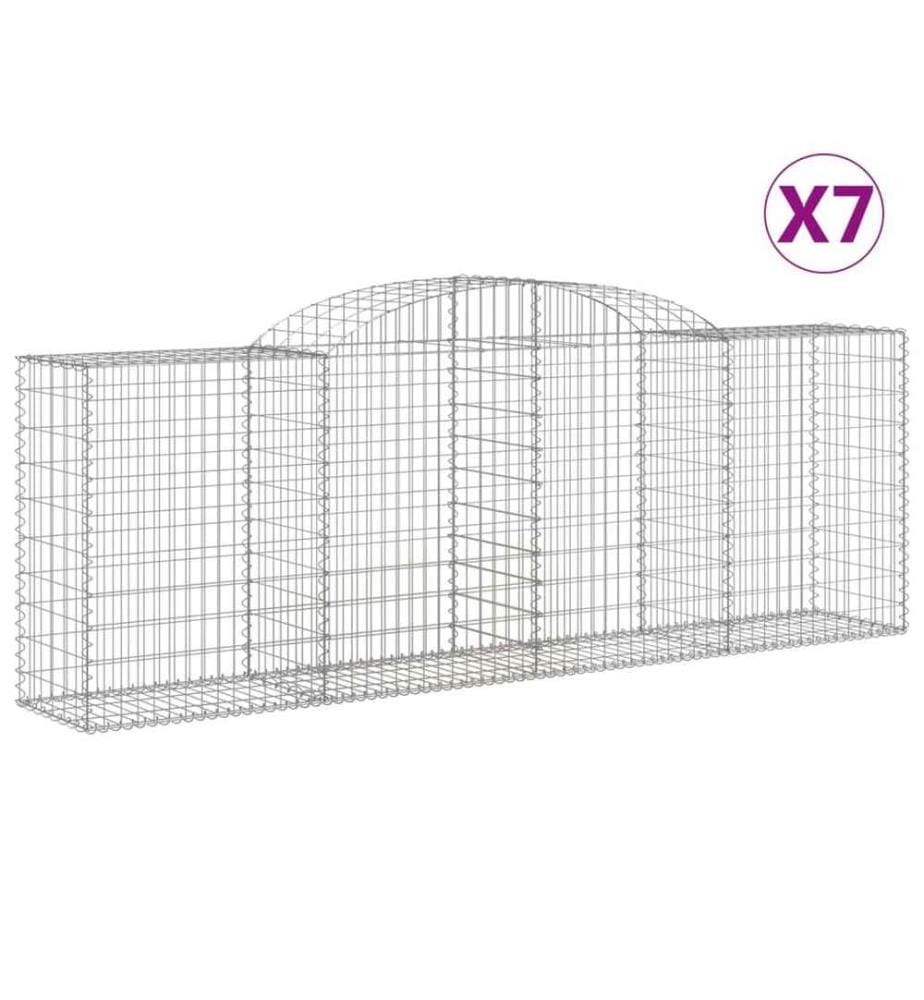 Paniers à gabions arqués 7 pcs 300x50x100/120 cm fer galvanisé