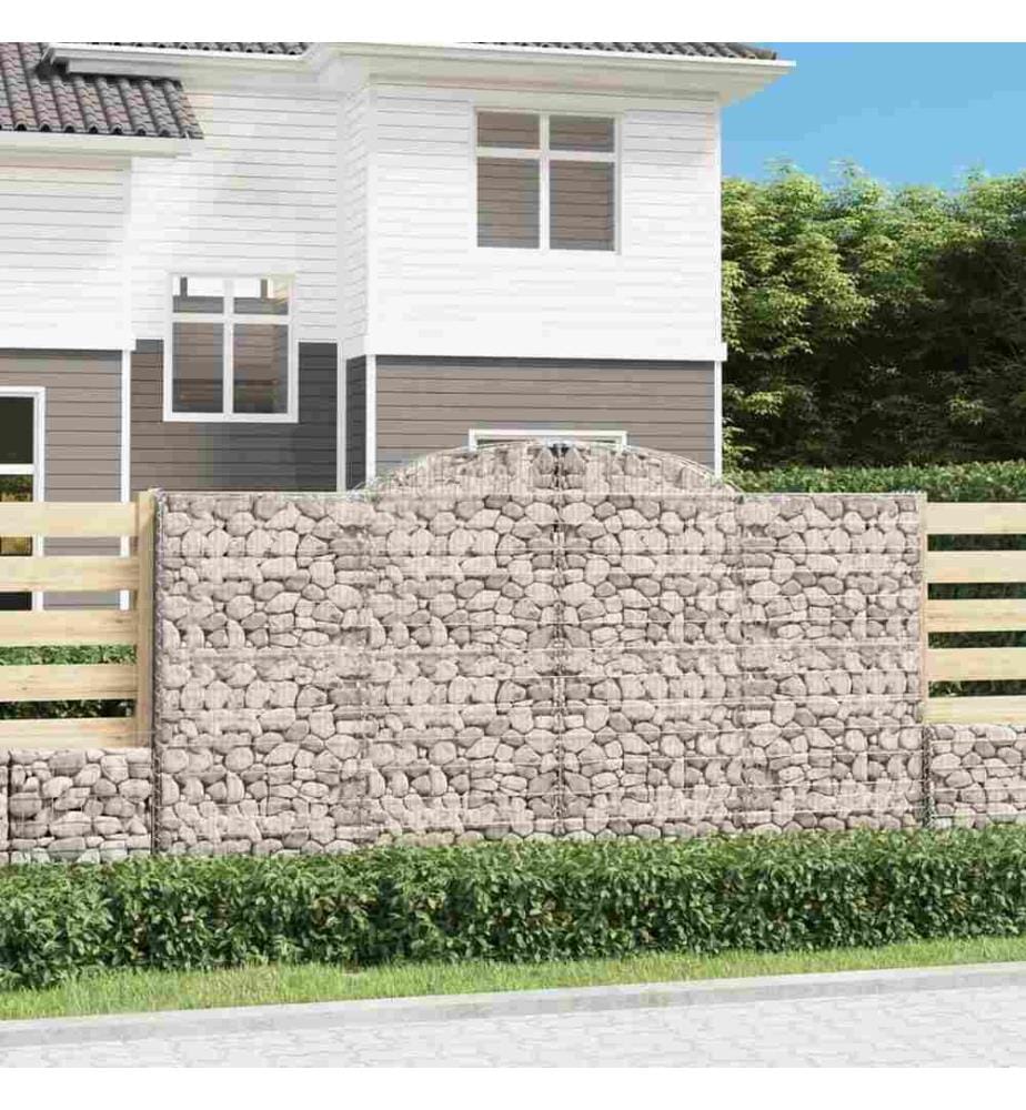 Paniers à gabions arqués 4 pcs 300x50x160/180 cm fer galvanisé