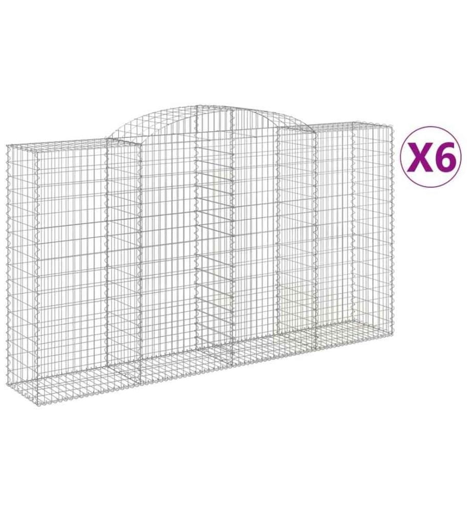 Paniers à gabions arqués 6 pcs 300x50x160/180 cm fer galvanisé