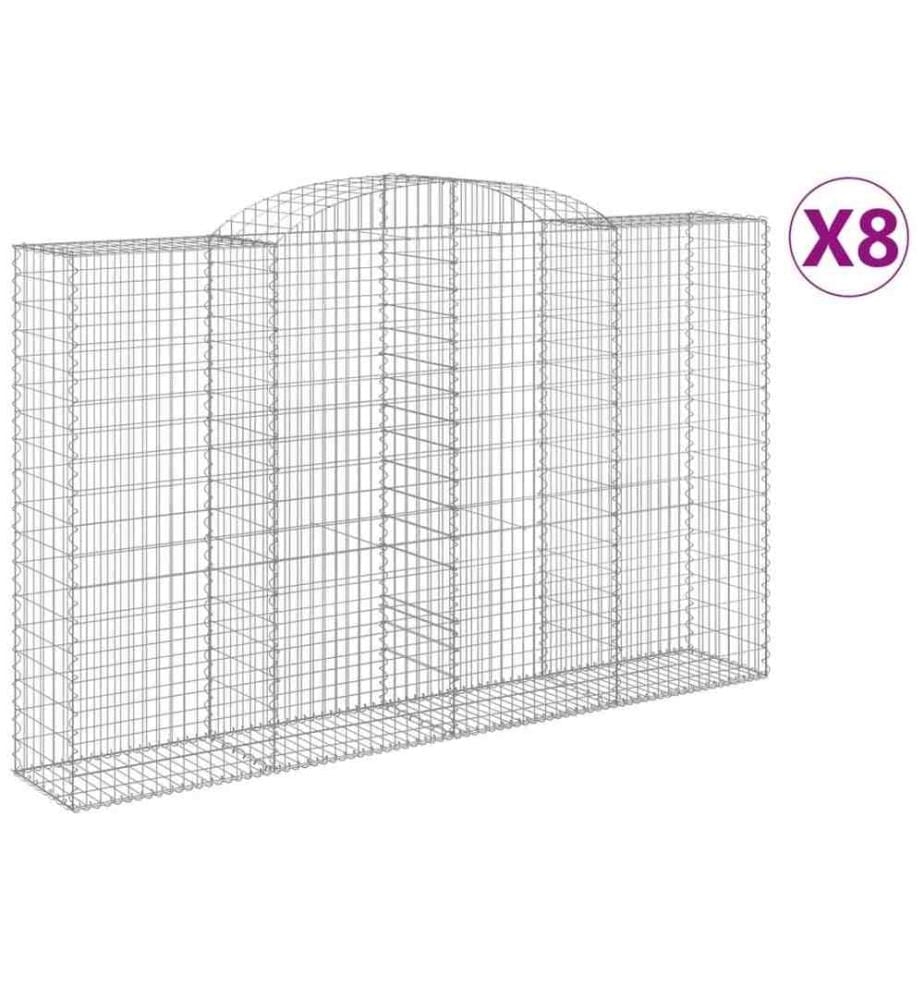 Paniers à gabions arqués 8 pcs 300x50x180/200 cm fer galvanisé