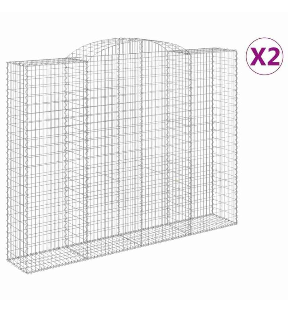 Paniers à gabions arqués 2 pcs 300x50x220/240 cm fer galvanisé