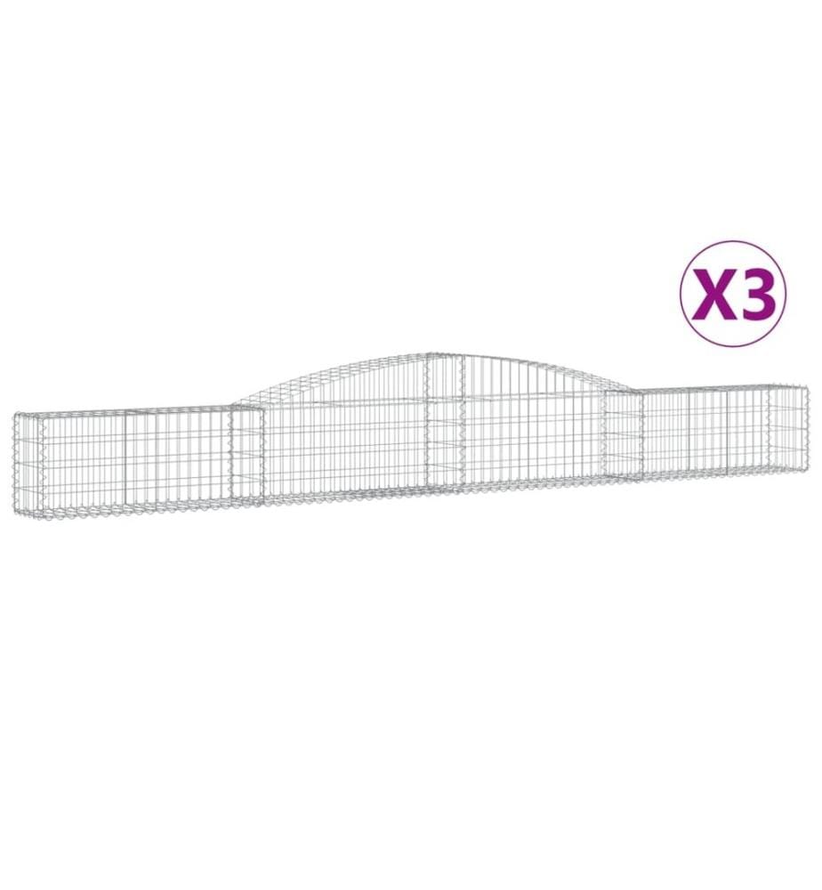 Paniers à gabions arqués 3 pcs 400x30x40/60 cm Fer galvanisé