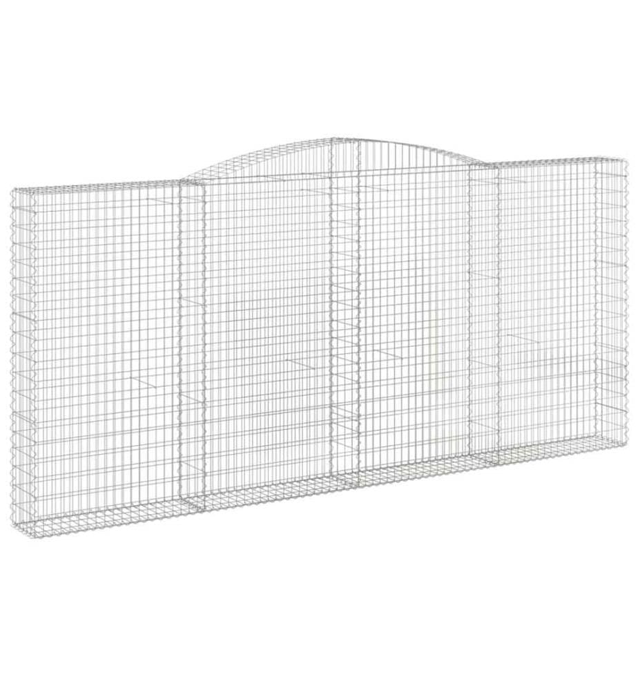 Paniers à gabions arqués 2 pcs 400x30x180/200 cm Fer galvanisé