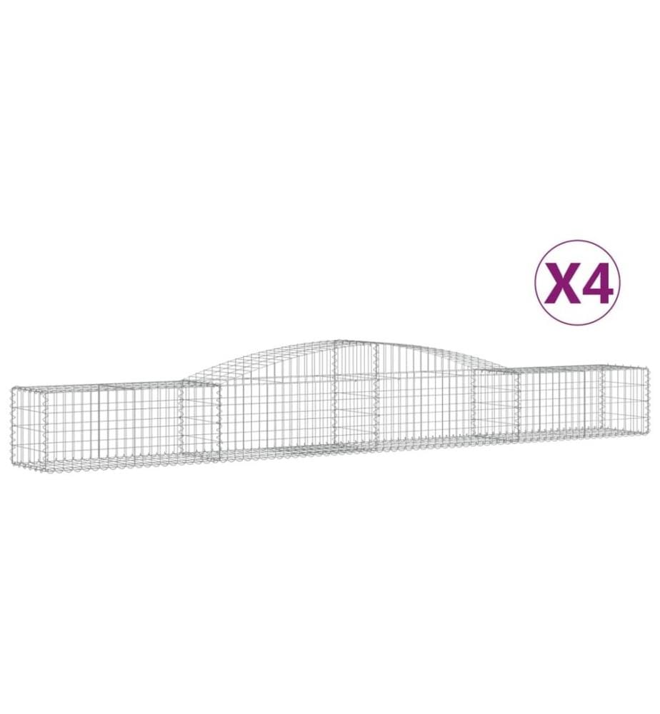 Paniers à gabions arqués 4 pcs 400x50x40/60 cm Fer galvanisé