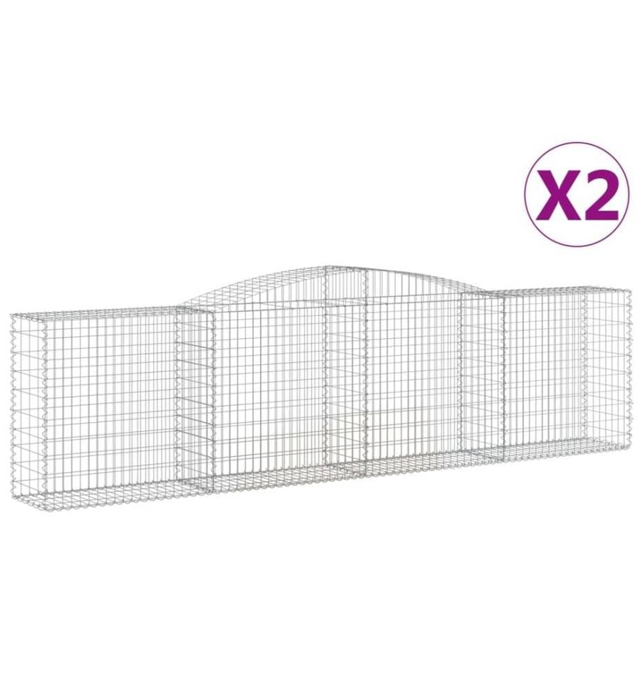 Paniers à gabions arqués 2 pcs 400x50x100/120 cm Fer galvanisé