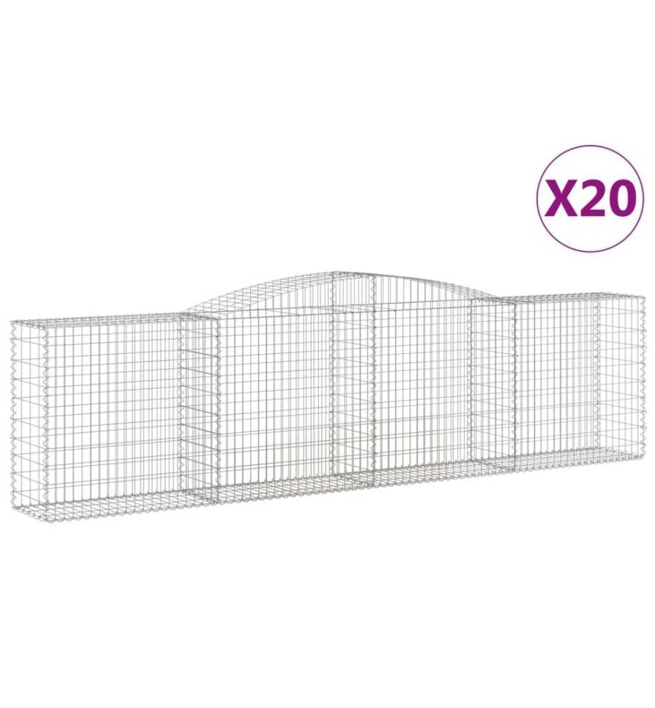 Paniers à gabions arqués 20 pcs 400x50x100/120 cm Fer galvanisé