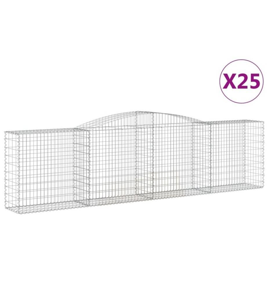 Paniers à gabions arqués 25 pcs 400x50x100/120 cm Fer galvanisé