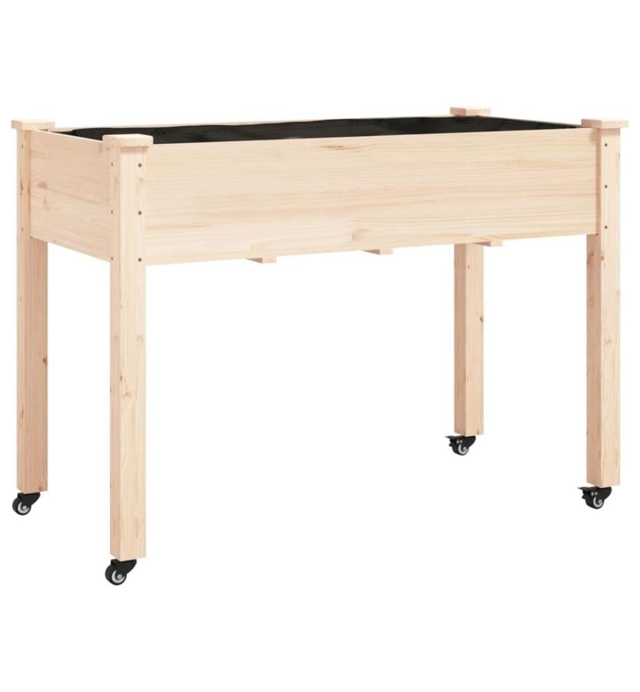 Jardinière sur roues avec doublure 118x59x80 cm bois de sapin