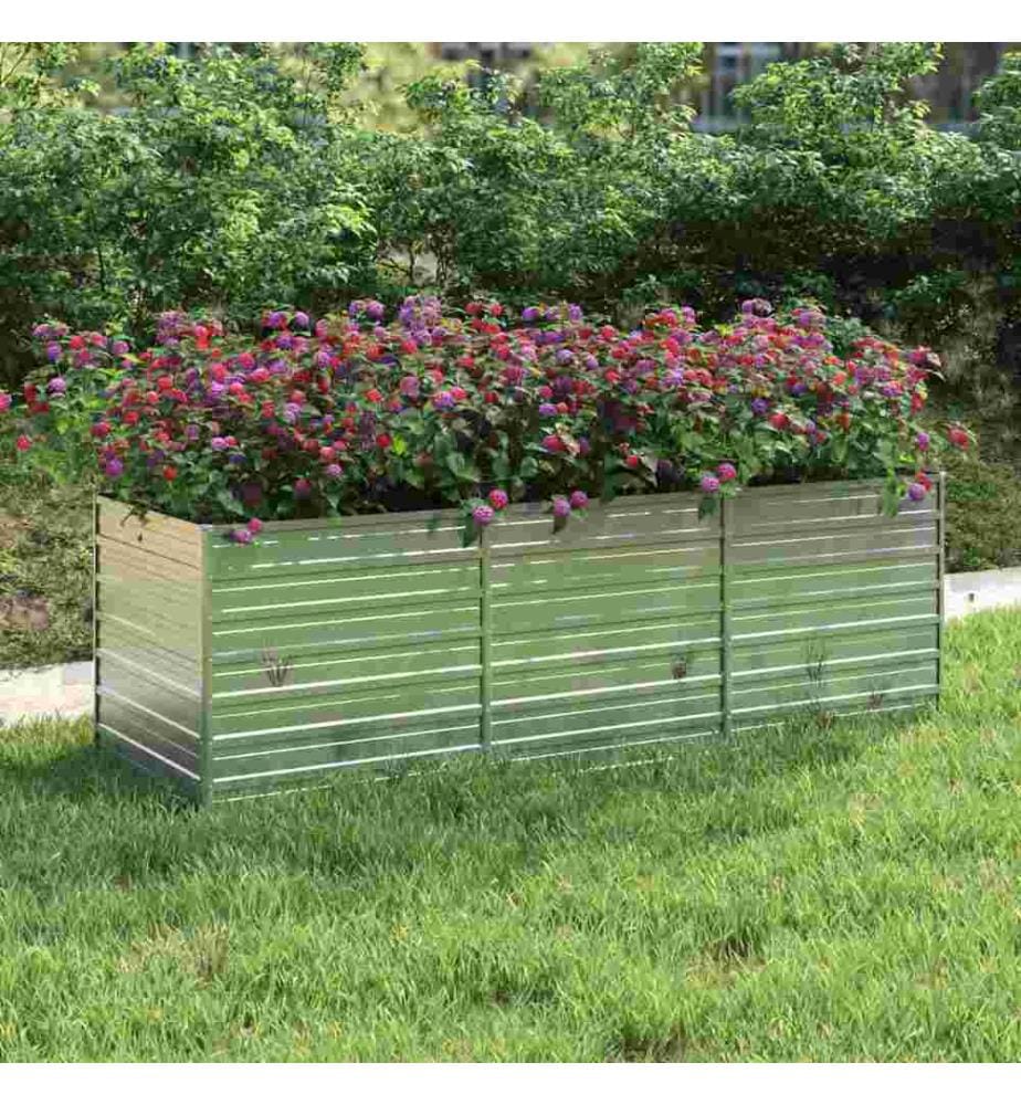 Lit surélevé de jardin 240x80x77 cm Acier galvanisé Argenté