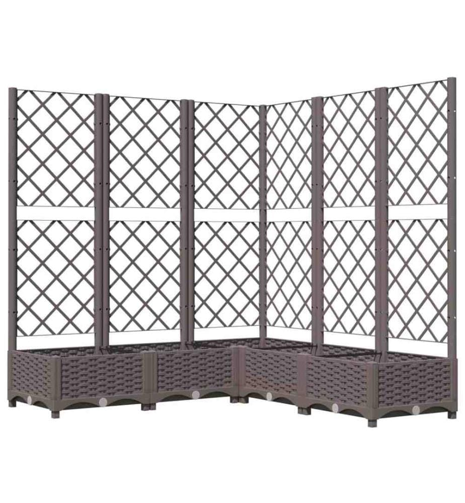 Jardinière avec treillis Marron 120x120x121,5 cm PP
