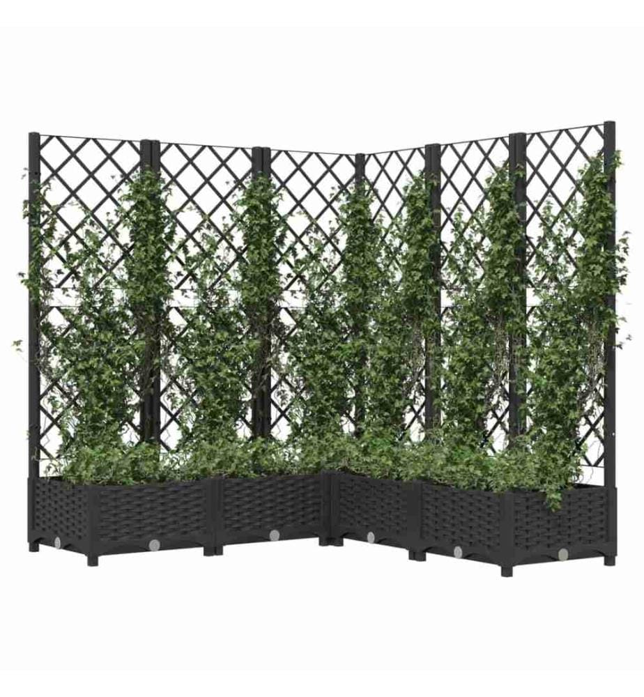 Jardinière avec treillis Noir 120x120x121,5 cm PP