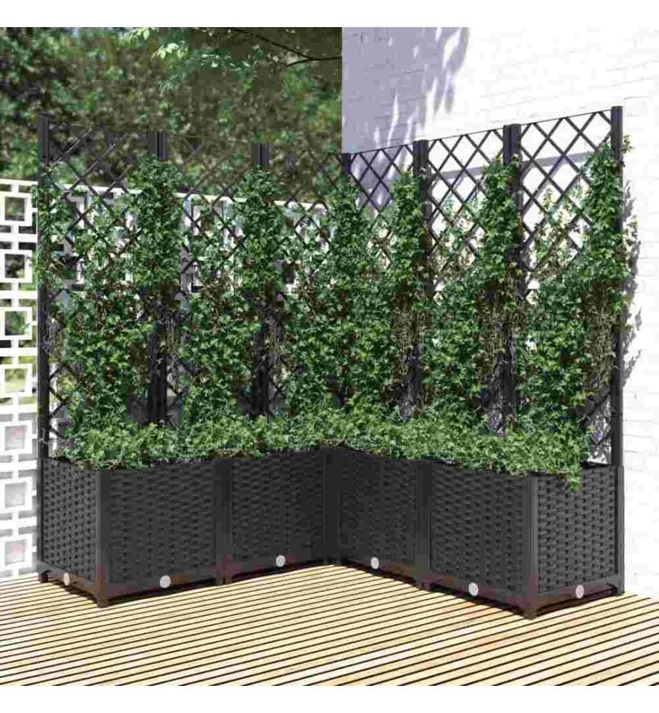 Jardinière avec treillis Noir 120x120x136 cm PP