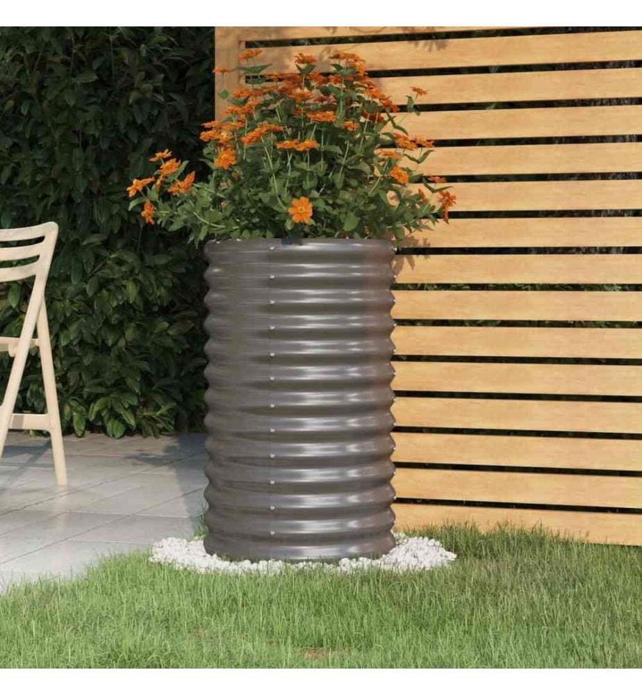 Jardinière de jardin Acier enduit de poudre 40x40x68 cm Gris