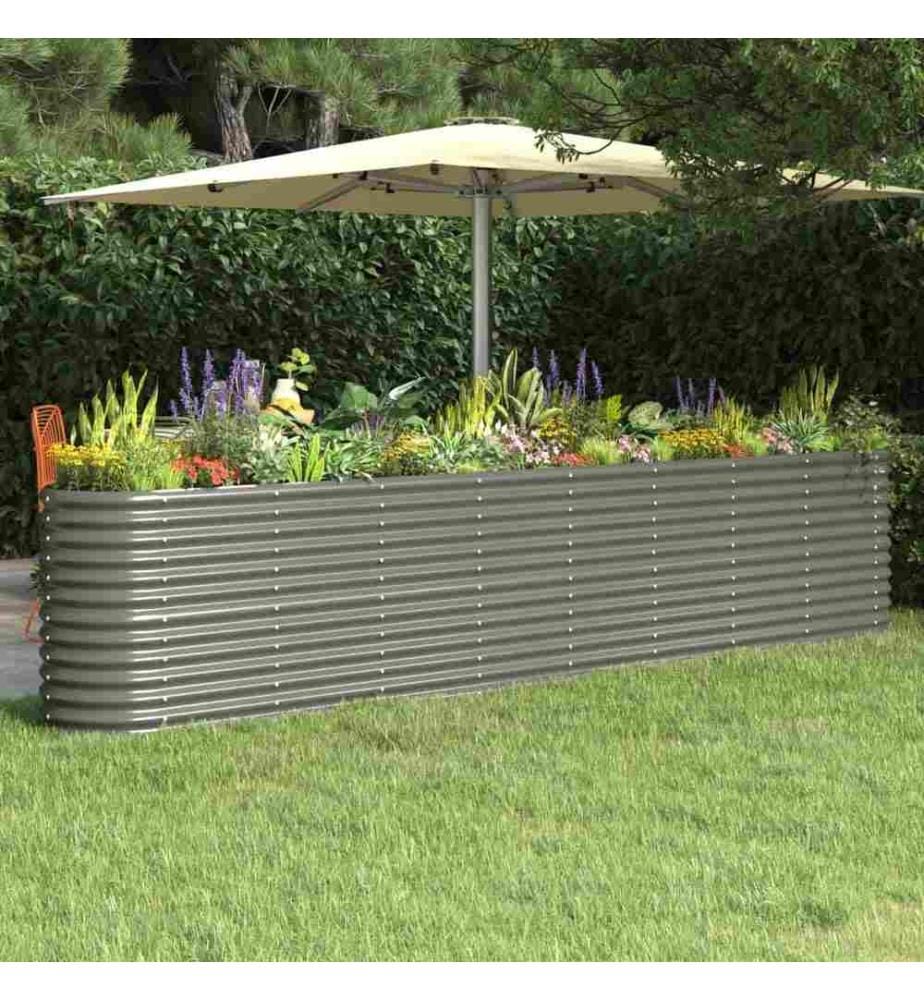 Lit surélevé de jardin Acier enduit de poudre 332x40x68 cm gris