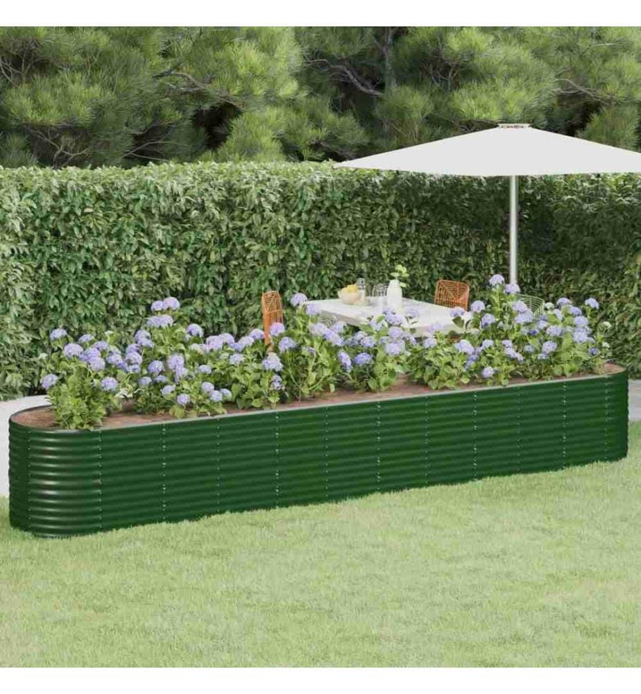 Lit surélevé de jardin Acier enduit de poudre 440x80x68 cm Vert