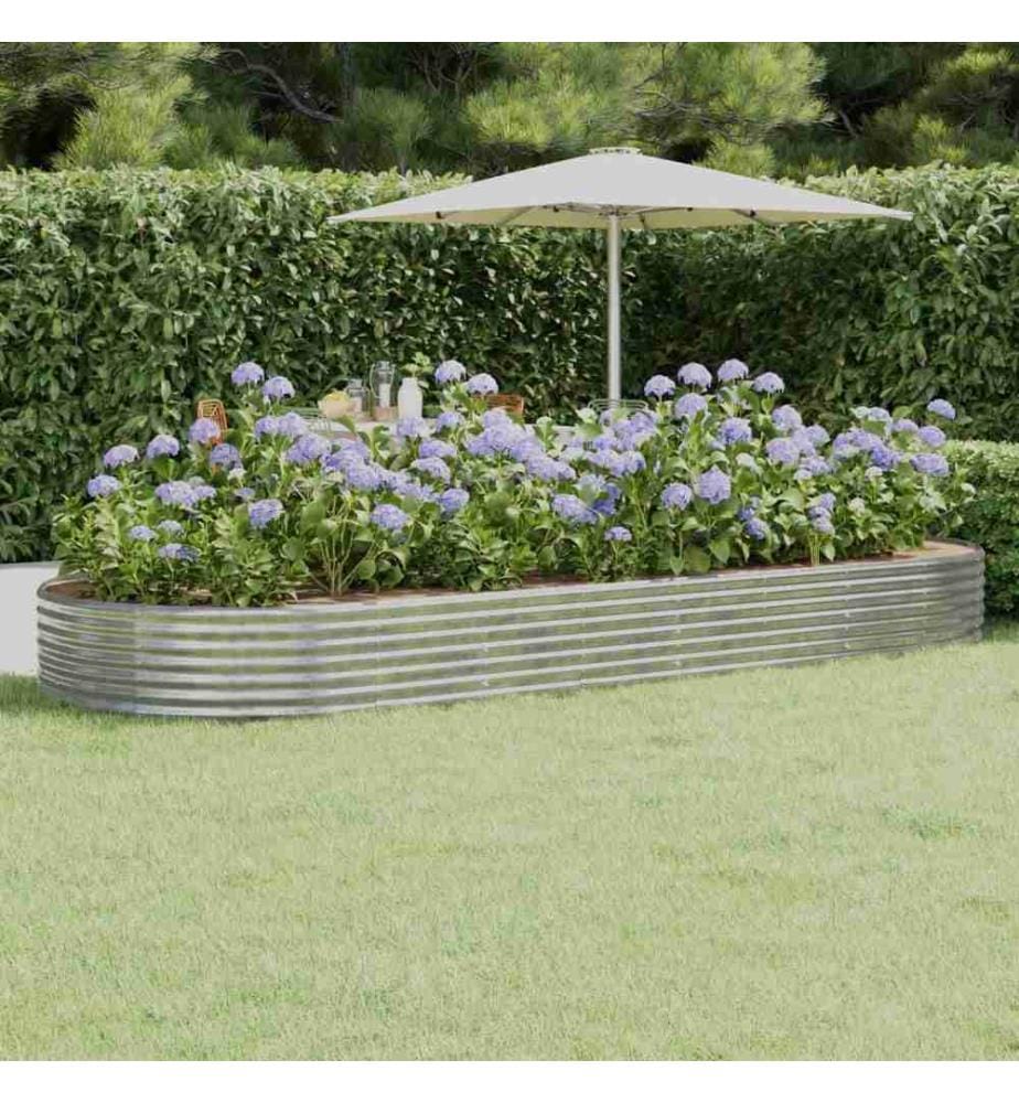 Lit surélevé de jardin Acier enduit de poudre Argenté