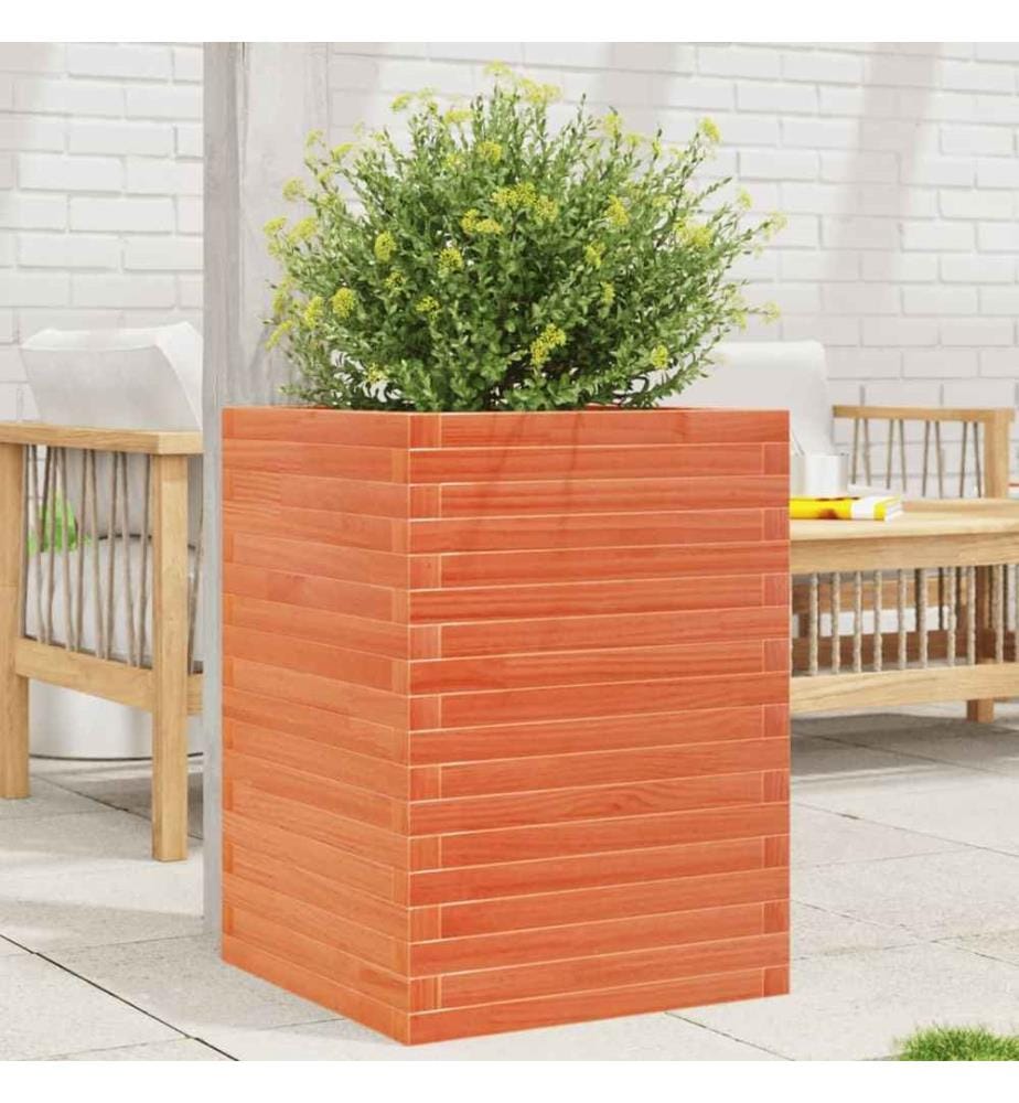 Jardinière cire marron 50x50x68,5 cm bois de pin massif