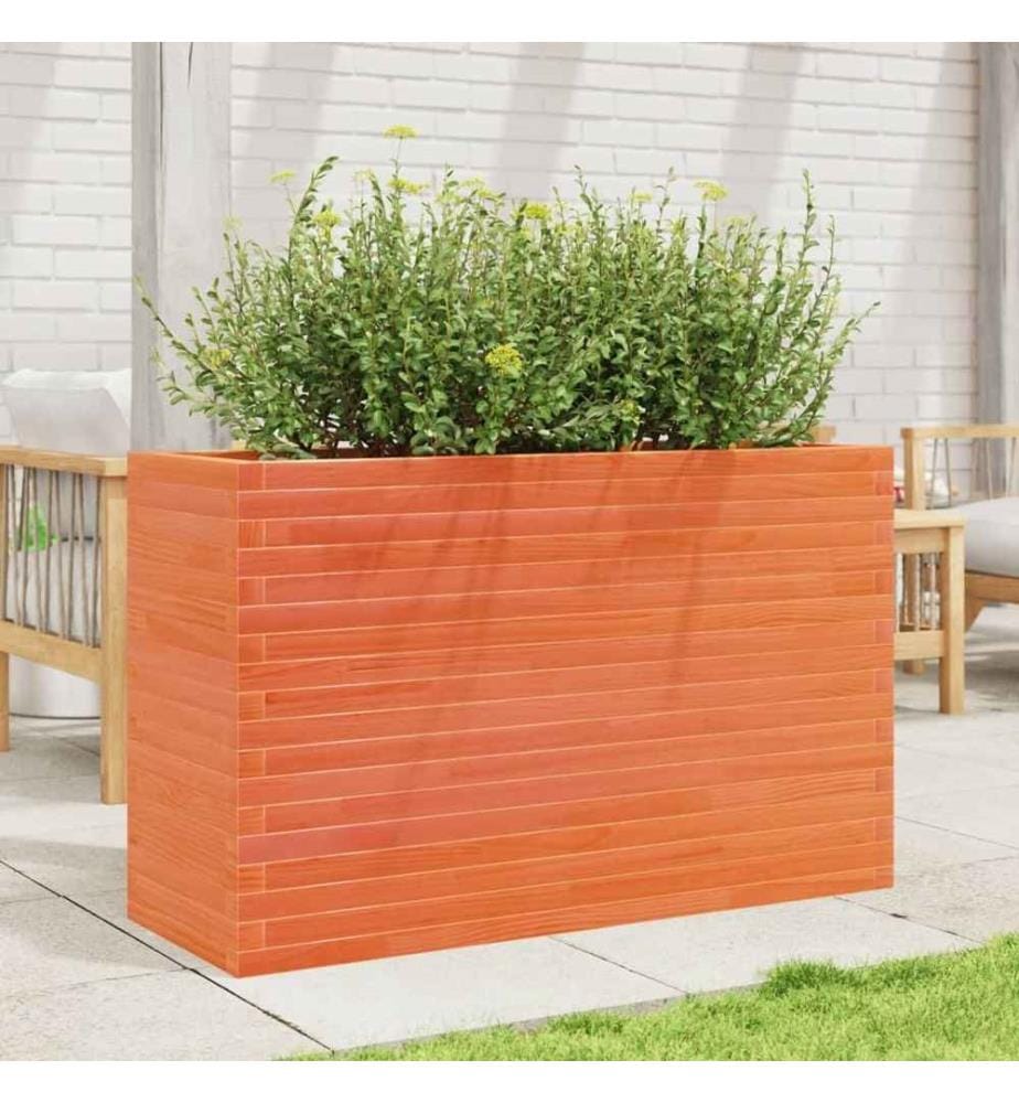 Jardinière cire marron 110x40x68,5 cm bois de pin massif