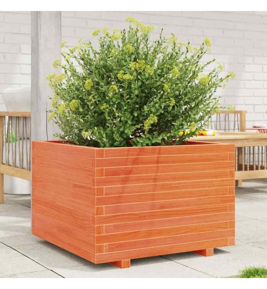 Jardinière cire marron 70x70x49,5 cm bois de pin massif