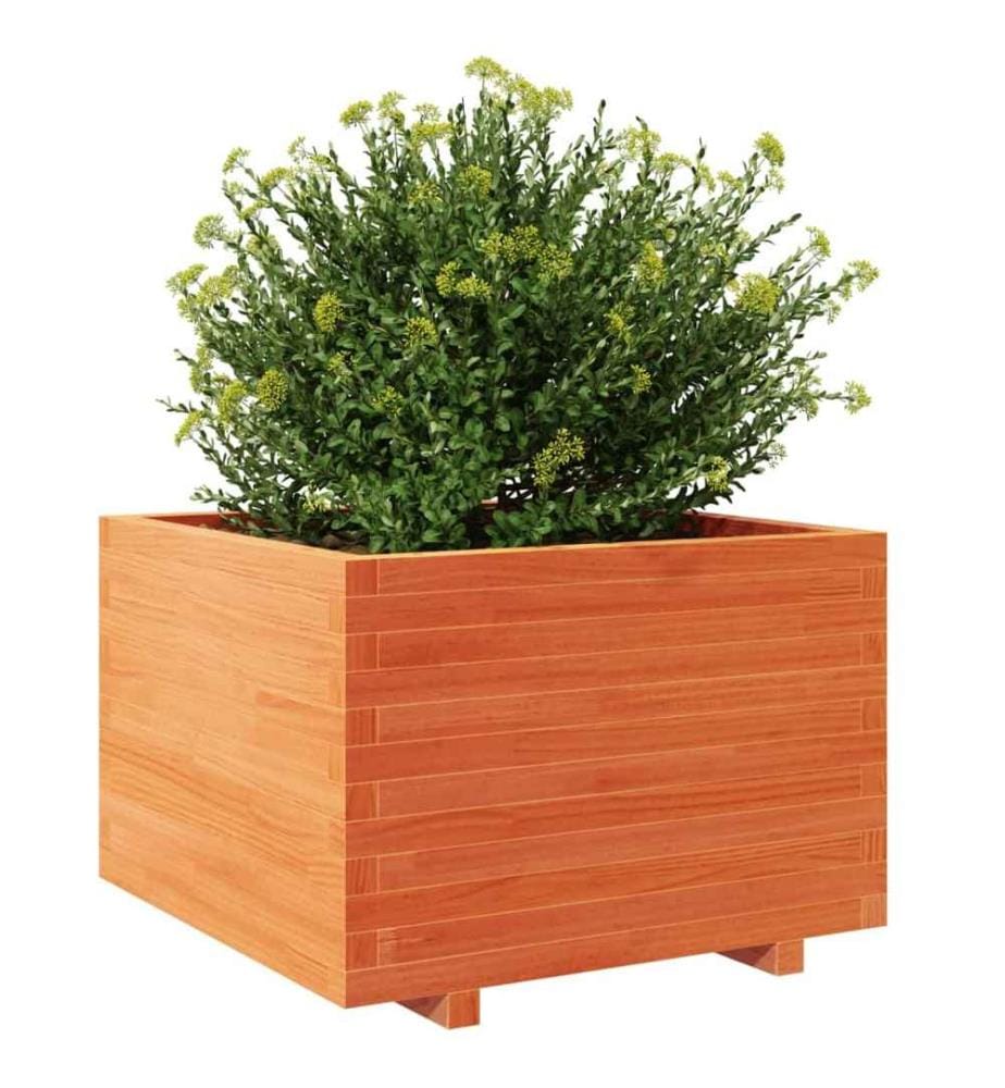 Jardinière cire marron 70x70x49,5 cm bois de pin massif