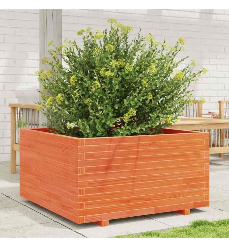 Jardinière cire marron 90x90x49,5 cm bois de pin massif