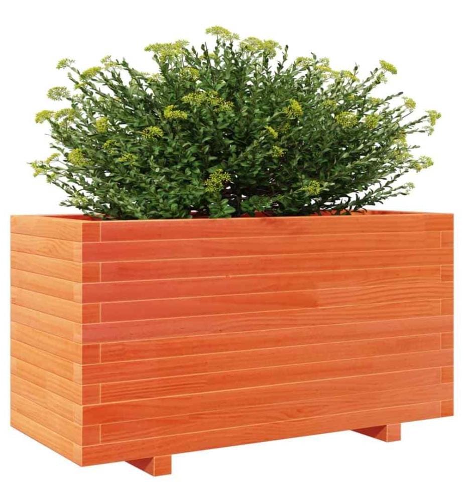 Jardinière cire marron 90x40x49,5 cm bois de pin massif