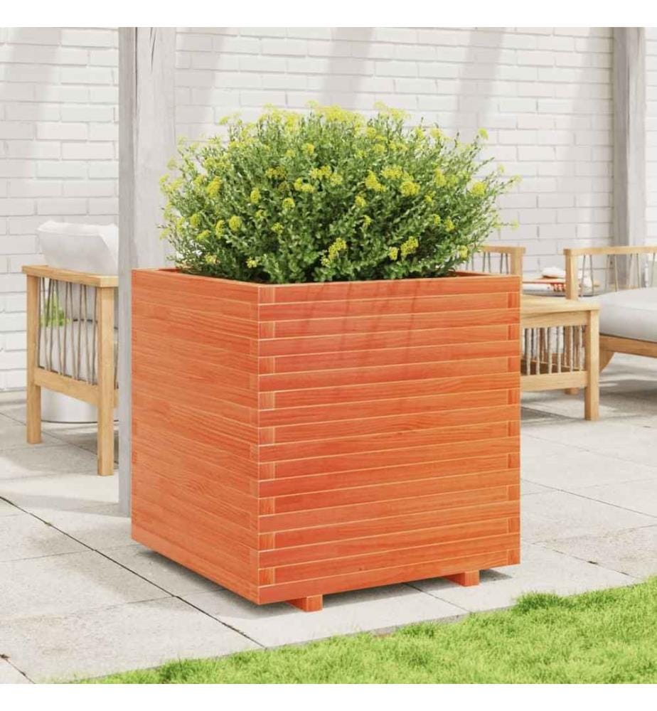 Jardinière cire marron 70x70x72,5 cm bois de pin massif