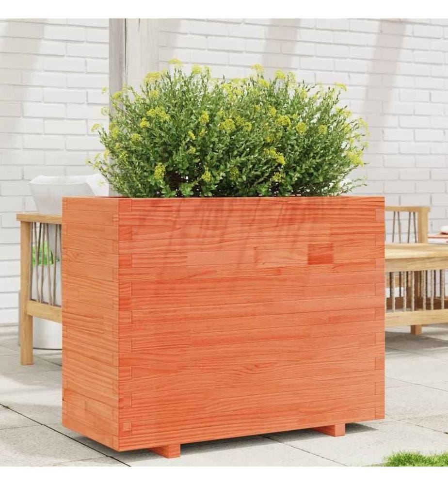Jardinière cire marron 90x40x72,5 cm bois de pin massif