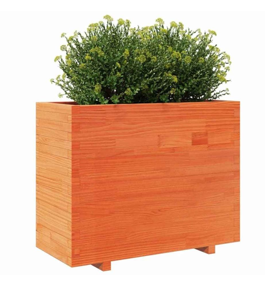 Jardinière cire marron 90x40x72,5 cm bois de pin massif