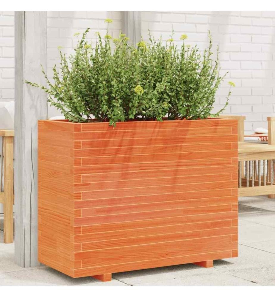 Jardinière cire marron 90x40x72 cm bois de pin massif
