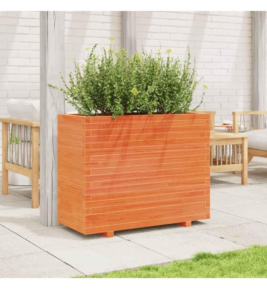 Jardinière cire marron 90x40x72 cm bois de pin massif