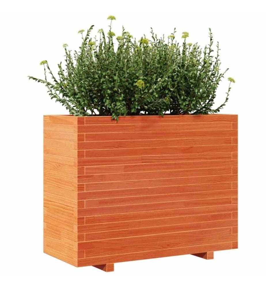 Jardinière cire marron 90x40x72 cm bois de pin massif