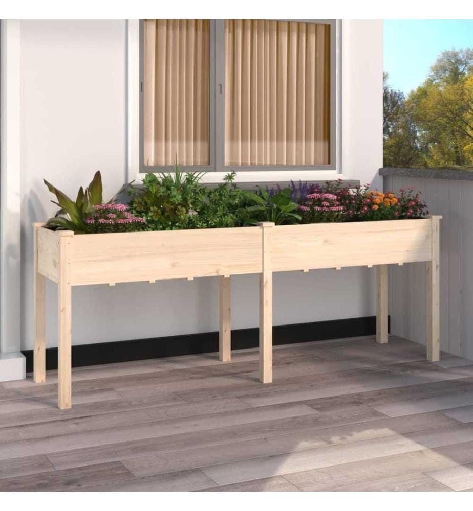 Jardinière avec doublure 203x53x76 cm bois massif de sapin