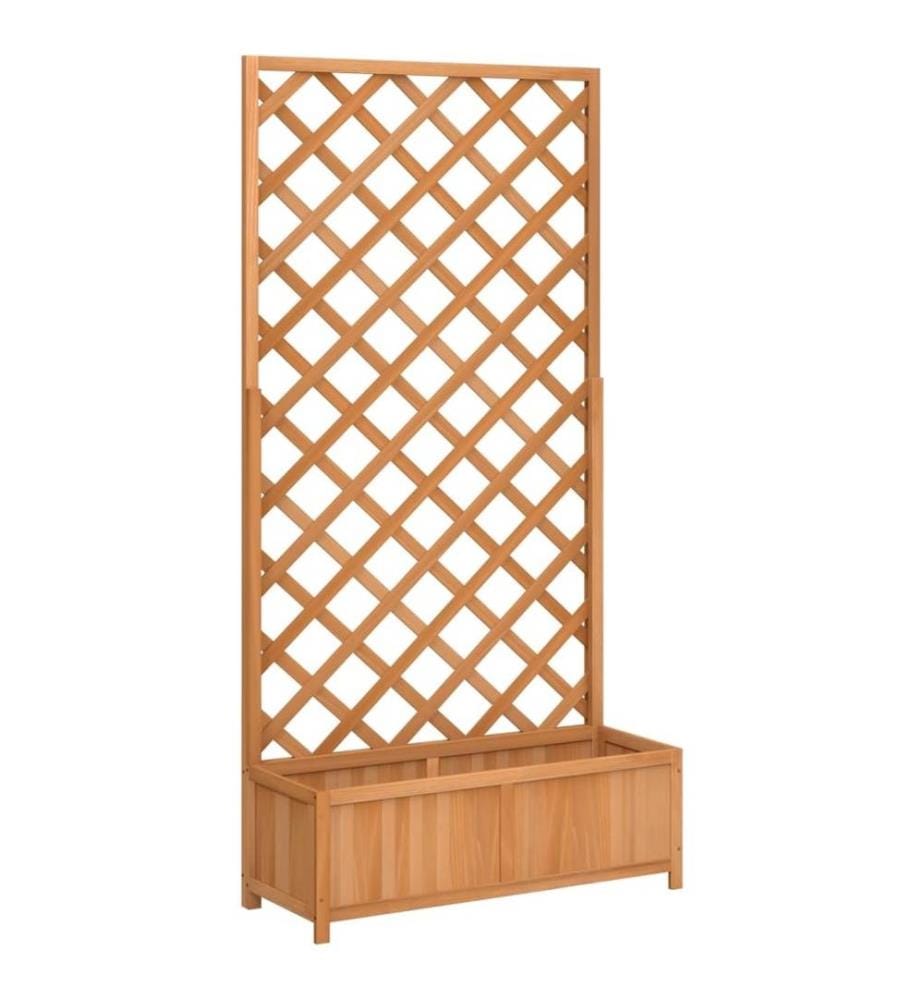 Jardinière avec treillis marron bois massif de sapin