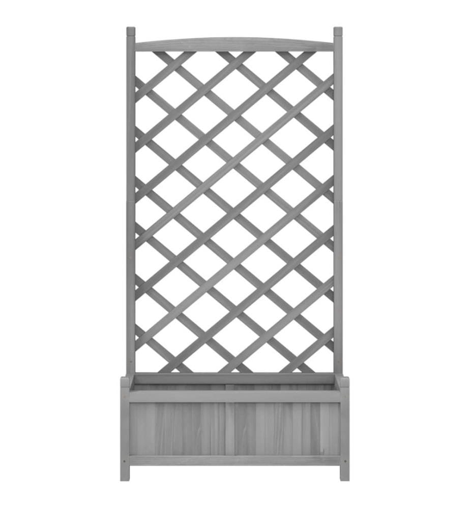Jardinière avec treillis gris bois massif de sapin