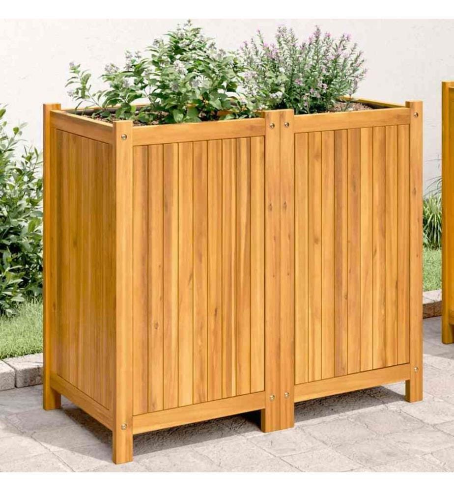 Jardinière avec doublure 84x42x75 cm bois massif d'acacia