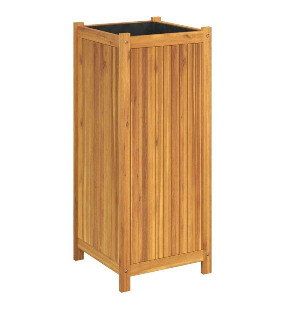 Jardinière avec doublure 42x42x100 cm bois massif d'acacia
