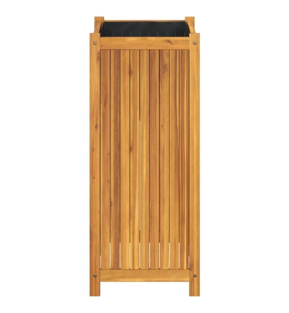 Jardinière avec doublure 42x42x100 cm bois massif d'acacia