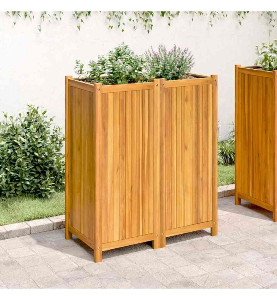 Jardinière avec doublure 84x42x100 cm bois massif d'acacia