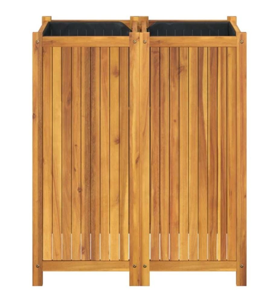 Jardinière avec doublure 84x42x100 cm bois massif d'acacia