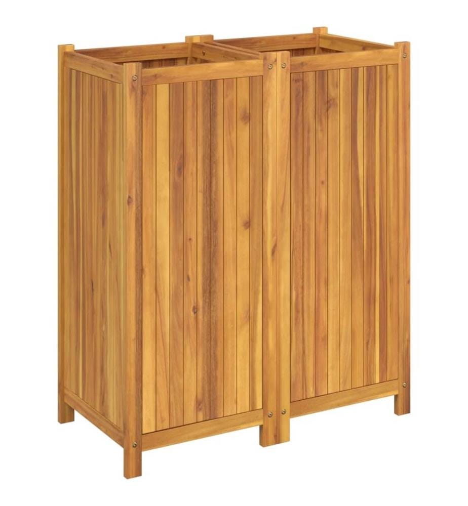 Jardinière avec doublure 84x42x100 cm bois massif d'acacia