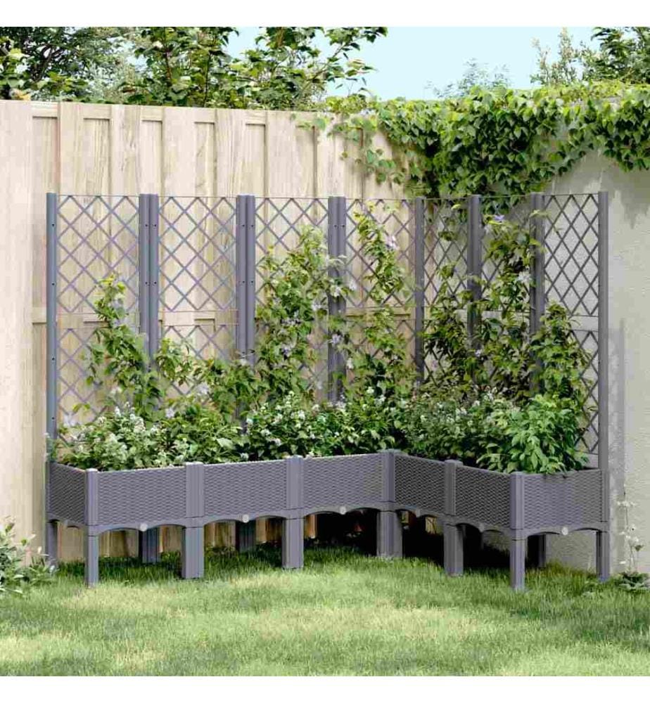 Jardinière avec treillis gris 160x120x142 cm PP